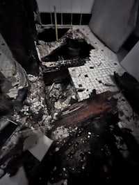 an image of a burned out bathroom